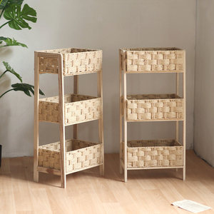 Best-Selling New Arrival Rattan Nightstand 3-Tier Storage <b>Rack</b> Rattan Basket Floor Stand Wholesale from a Reputable Manufacturer - Product Image 3