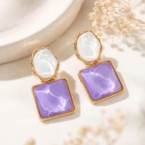 Sparkling Water Gemstone Grain Irregular Square Oval Premium Eardrops Wholesale Pendant <b>Earrings</b> for Woman - Product Image 3