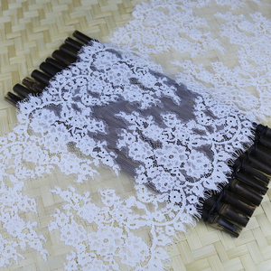 Wholesale Newest 27Cm Width <strong>Lace</strong> <strong>Fabric</strong> Of White Nylon Eyelash Simple Embroidery <strong>Lace</strong> <strong>Fabric</strong> For Curtain - Product Image 2