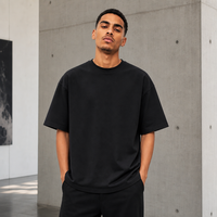 Ensembles décontractés d'été à manches courtes en coton tricoté 100% uni teint, 280 grammes, anti-plis, de haute qualité, coupe oversize pour hommes et femmes