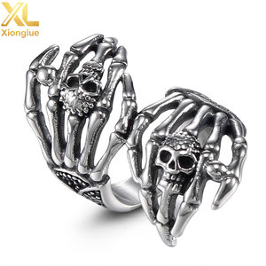 Vintage Stainless Steel Hip Hop Cluster <b>Rings</b> for <b>Men</b> <b>Silver</b> Color Skull Cluster <b>Rings</b> for Women - Product Image 1