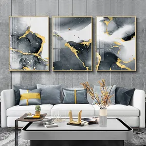 现代抽象帆布画出售金色黑色墙艺术水彩画北欧客厅家居装饰墙画