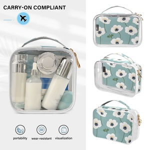 Trending Products 2025 New Arrivals Hawaiian Custom Flower Clear Pvc Make up Bag Transparent Cosmetic Bag for Woman Travel - Product Image 4