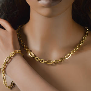 Conjunto de Collar y Pulsera de Cadena Sencilla, Acero Inoxidable, Resistente al Agua, Joyería para Uso Diario - Product Image 2