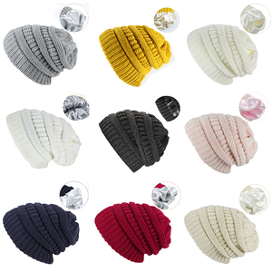 Caldo invernale in raso ampio e grosso e morbido con cappuccio a forma di teschio in maglia a coste cappello berretto per donna uomo - Product Image 2