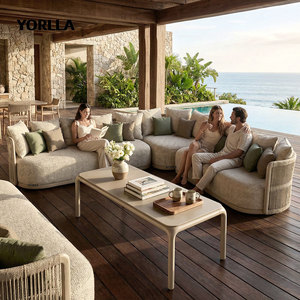 Set di Divani Sezionali da Esterno in Corda Intrecciata di Lusso Moderno a Forma di L per Villa, Hotel e <span class=keywords><strong>Patio</strong></span> - Product Image 2