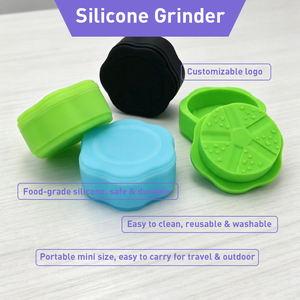 Logo Custom 2-Part Silicone <b>Herb</b> <b>Grinders</b> for Tobacco Flower Grinding with Built-in Compartment Cigarette Rolling Paper Smoking - Product Image 1