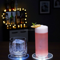 Sous-verre rond en acrylique lumineux LED, imperméable, éclairant les boissons, pour fête, mariage, bar