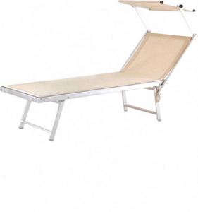 Tumbona de exterior con toldo superior de aluminio y asiento de textilene ajustable - Product Image 1