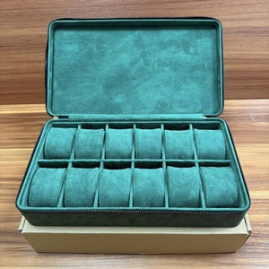 Boîte de voyage pour montres en cuir PU à 12 emplacements avec fermeture éclair, doublure en velours doux, multicolores, étui de rangement et de transport pour montres-bracelets - Product Image 3