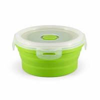 Boîte à lunch en silicone pliable ronde de petite taille, compatible micro-ondes, avec couvercle verrouillable, pour la préparation des repas et les voyages
