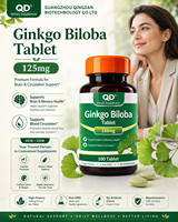 Comprimés d'extrait de Ginkgo Biloba végétaliens sans OGM 125 mg pour le soutien de la mémoire, marque privée OEM ODM