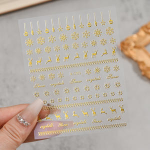 Autocollants pour ongles en forme de flocon de neige doré A-1710, autocollants pour ongles 3D professionnels à la mode pour l'hiver, Noël, DIY - Product Image 3