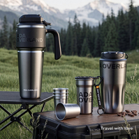 Mug à café en acier inoxydable 316, haute esthétique, avec poignée isolée, tasse portable pour le camping en plein air