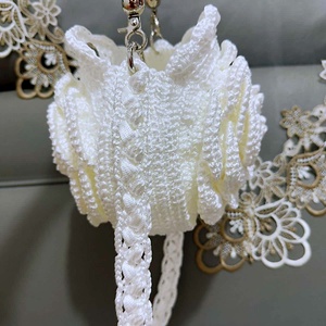 Bolso de Hombro Cruzado de Ganchillo Hecho a Mano Directo de Fábrica Supersky, Estilo Flor de Camelia Colorida, para Almacenamiento DIY - Product Image 4
