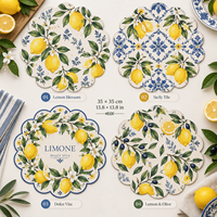 Sets de table modernes en cuir PU crème floral, écologiques, chauffants, imperméables, résistants à l'huile, minimalistes et luxueux