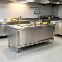 Table de travail en acier inoxydable avec étagère inférieure, assemblée, robuste, pour la cuisine des restaurants, la préparation des aliments