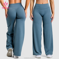 Pantalon de yoga évasé taille haute pour femme HUCAI, avec logo personnalisé, anti-effet camel toe, compression, rehaussement des fesses, idéal pour la gym et le fitness