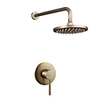Ensemble de douche rétro tout en laiton avec cartouche céramique, encastré mural, double fonction, jet de pluie doux