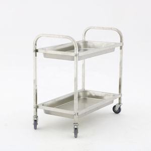 वाणिज्यिक डिश संग्रह कार्ट निलंबन 304 स्टेनलेस स्टील, 2 अलमारियों, 360 ° मूक पहियों रेस्तरां रसोई ट्रॉली - Product Image 2