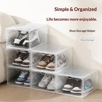 Boîte de rangement transparente pour baskets PP AJ, ouverture latérale magnétique, pliable, empilable, simple et moderne, vente en gros transfrontalière