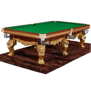 Tabela de piscina aristocrática, temperamento personalizado, perna de madeira sólida, 8ft 10ft, esculpida, moda de luxo