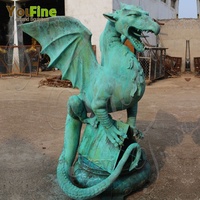 YOUFINE taille personnalisée couleur Design décoration de jardin grandeur nature Western vert Bronze Dragon Sculpture