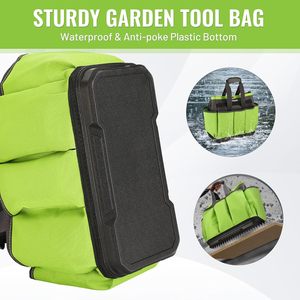 For Green/Black Waterproof Heavy Duty 8-Pocket Oxford Garden <b>Tool</b> <b>Tote</b> <b>Bag</b> for Indoor/Outdoor Use (<b>Tools</b> Not Included) - Product Image 5
