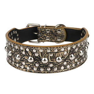 <span class=keywords><strong>Collar</strong></span> de Cuero Genuino Ajustable y Brillante para Mascotas, <span class=keywords><strong>Collar</strong></span> Personalizado para Perros de Todos los Tamaños - Product Image 1