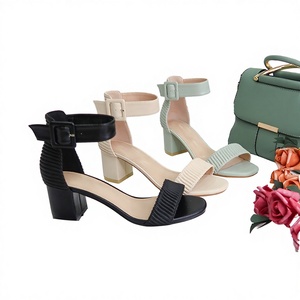 FACTORYMANUFACTORYFABRICA Nouvelles sandales pour femmes à talon carré, à bout ouvert, à lacets et à bride cheville, design respirant, collection été-automne - Product Image 2