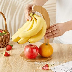 Soporte de madera para plátanos, color madera natural, organizador de frutas de escritorio para almacenamiento en la cocina - Product Image 2