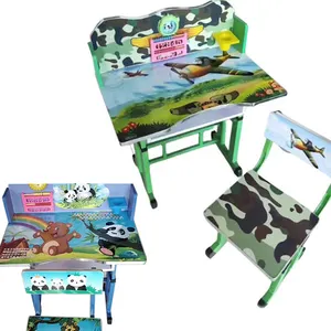 Table et chaises à hauteur réglable pour enfants, ensemble de meubles en plastique, bureau d'étude, de dessin animé, populaire
