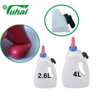 Biberon portable debout de 2,6 L/4 L, équipement pour animaux, biberon d'allaitement pour bétail avec valve, biberon d'alimentation au lait pour veaux pour élevage