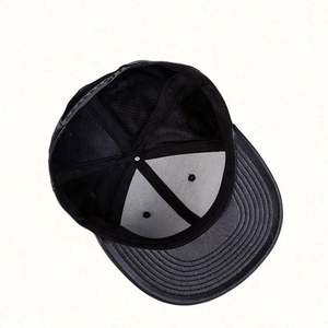 Hip Hop Hat Men's Street Versatile Black Leather <b>Flat</b> Brim Hat Fashionable <b>Cap</b> - Product Image 4