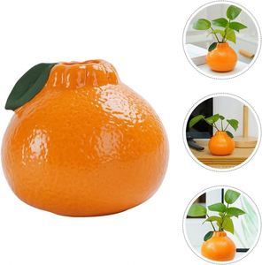Orange Shaped Decorative <b>Vase</b>, <b>Small</b> Hydroponic Plant Pot, Faux Ceramic Style Tabletop Flower Holder for Office, Home Decor - Product Image 2