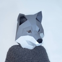 Masque Animalier Portable à Visage Complet pour Fêtes Cosplay Thème Amour Art Géométrique 3D Kit DIY en Papier à Encre Non Toxique