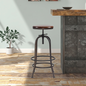 Tabouret <span class=keywords><strong>de</strong></span> <span class=keywords><strong>chaise</strong></span> <span class=keywords><strong>de</strong></span> <span class=keywords><strong>bar</strong></span> pivotant réglable pieds en métal fer antique <span class=keywords><strong>de</strong></span> luxe pour l'extérieur - Product Image 5