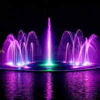 Sistema Profesional Programable para Espectáculos Acuáticos con Música Sincronizada y Luces LED que Cambian de Color, Fuente Musical