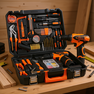 Kit d'outils ménagers général Vevor de 146 pièces, perceuse électrique sans fil en acier, étui de rangement portable, entretien domestique, projets de bricolage - Product Image 2