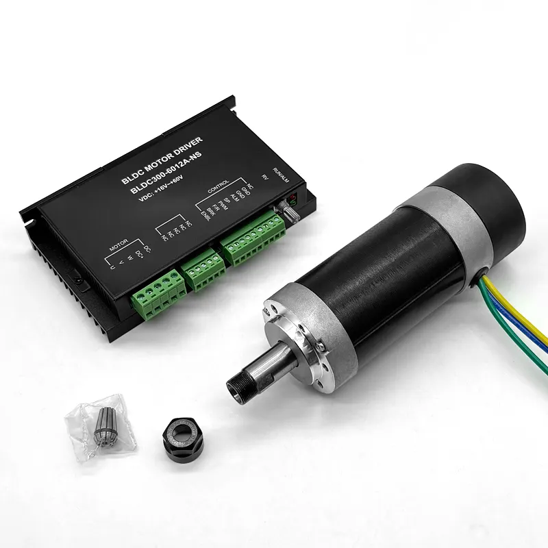 ER11 yuvarlak mil motoru cnc küçük bldc motor 500w 57mm mili motoru hava soğutmalı