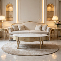 Grande table basse française, table à thé de luxe européenne avec tiroir, table à thé rectangulaire en bois massif sculpté, meubles de salon