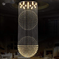 Lustre LED moderne à plafond haut, chromé, réglable en hauteur, avec cristaux de luxe, longue ligne, pour maison, villa, escalier