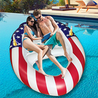 Chaise flottante gonflable drapeau américain avec appui-tête, siège en maille rafraîchissante à 15 trous, motif étoiles et rayures patriotiques, pour piscine