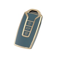 Étui de clé de voiture à bordure dorée avec boucle, compatible avec Volkswagen CC Passat Variant Magotan B6/B7 2011-2016
