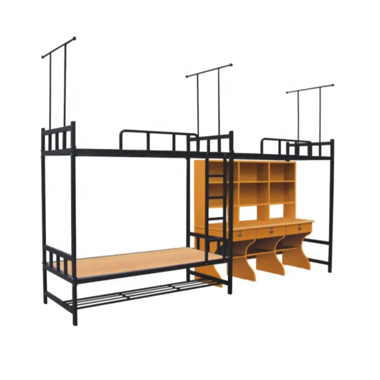 Stalen Tweepersoons Slaapzaal Bed Schoolmeubilair Metalen Slaapzaal Stapelbedden Met Lades Bureau Nieuwste Dubbel Bed Ontwerpen