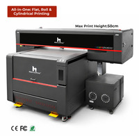 Printer UV Flatbed Roll-to-Roll Multifungsi Industri Hanrun Print UV-H9060 50cm High-Drop All-in-One Ricoh/I3200 Baru