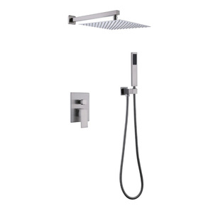 Douche murale carrée encastrée Xinxi, style américain, en acier inoxydable chromé, pour hôtels, avec jet pluie BX - Product Image 5