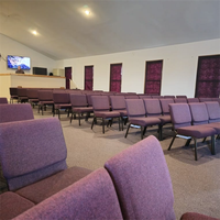 Chaises d'église modernes d'occasion, empilables, avec dossier et assise rembourrés, modèle Hallelujah Side, pour église baptiste, Dayton, Ohio, avec structure métallique