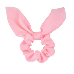 Chouchous en satin de soie rose pour femmes avec nœud et oreilles de lapin, vente en gros - Product Image 3