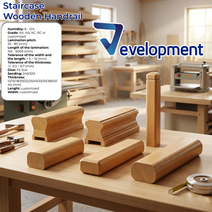 Durable Rubber Wood Handrails F4S <b>Glue</b> Solid Wood Staircase Rails for Residential & Commercial Building <b>Materials</b> - Eco Friendly - Product Image 1